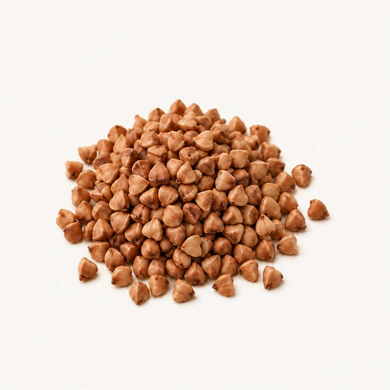 Natural buckwheat groats, with their distinctive angular shape